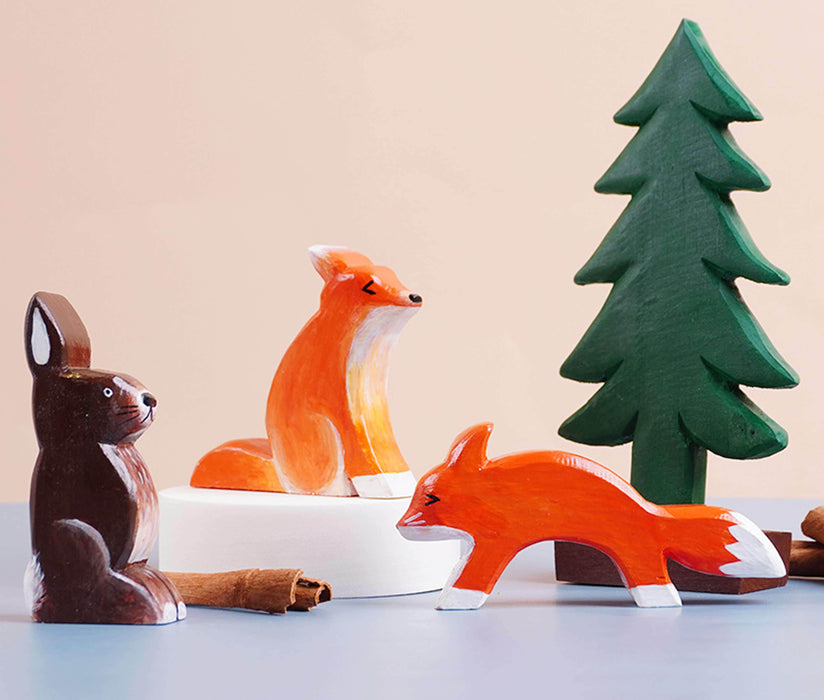 Wooden Fox Figurine - WoodenCaterpillar Toys